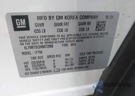 2022 Chevrolet Trailblazer Fwd Rs from USA, damaged, VIN KL79MTSL0NB072068